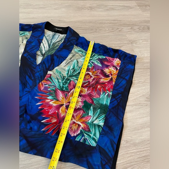 DESIGUAL Pretty Floral Kimono-Style Flowy Blouse Designer Top. Size S - Picture 10 of 10